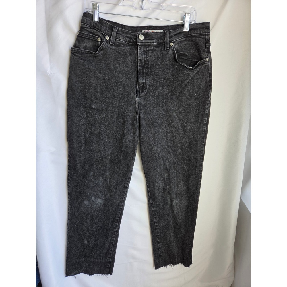 Faded Glory Stretch Jeans Womens  Tall Black Dark Wash Straight High Rise
